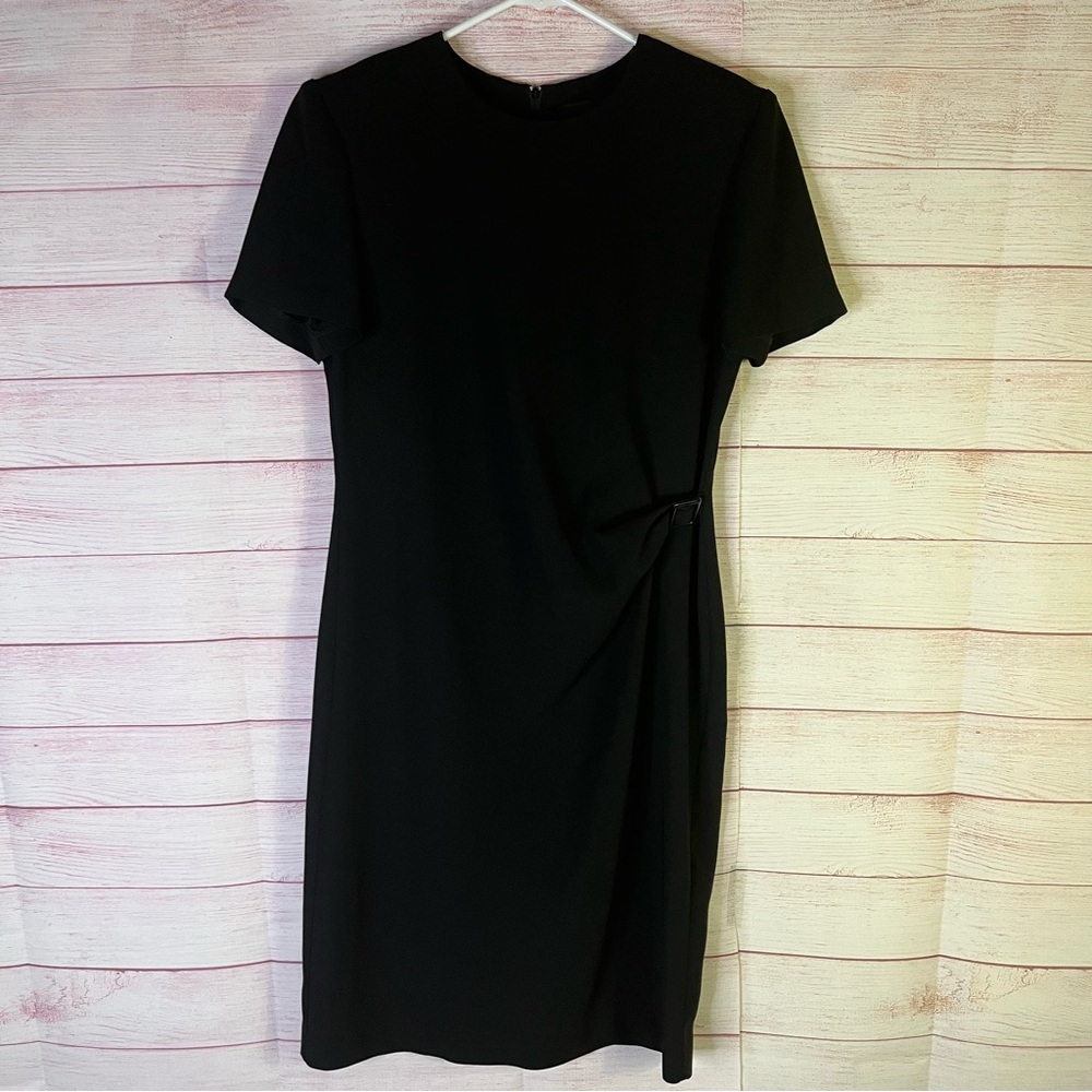 Positive Attitude Black‎ Ruched Side  Buckle Detail Dress Size 10